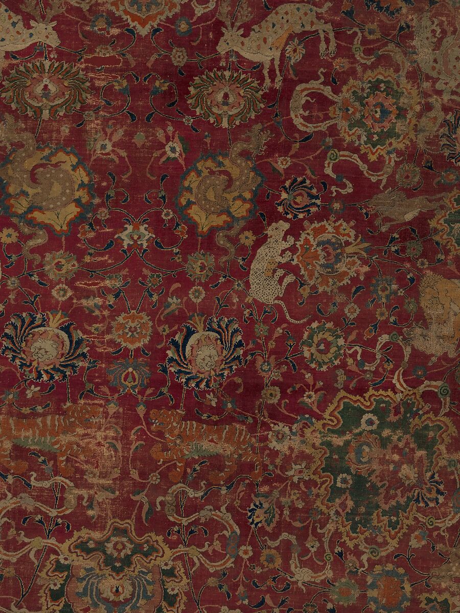 The Emperor's Carpet, Silk (warp and weft), wool (pile); asymmetrically knotted pile