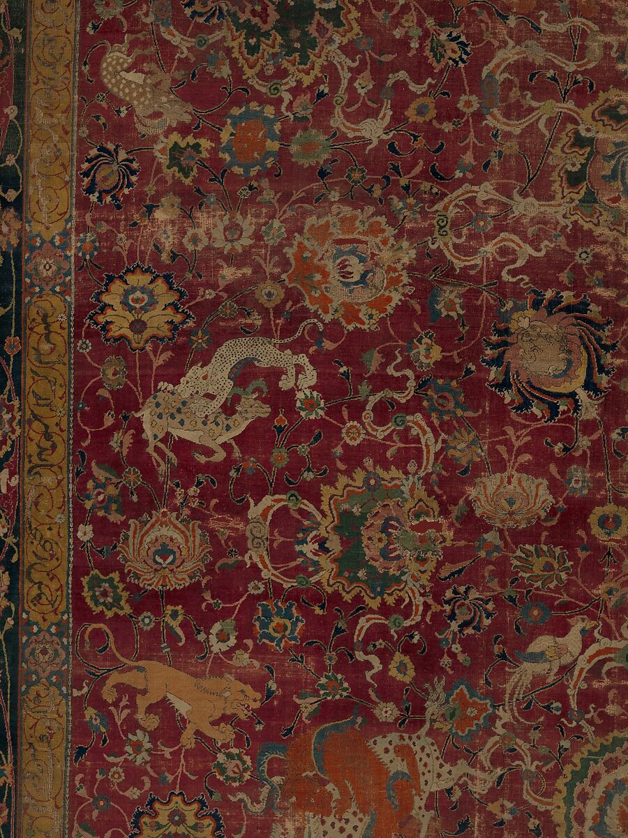 The Emperor's Carpet, Silk (warp and weft), wool (pile); asymmetrically knotted pile