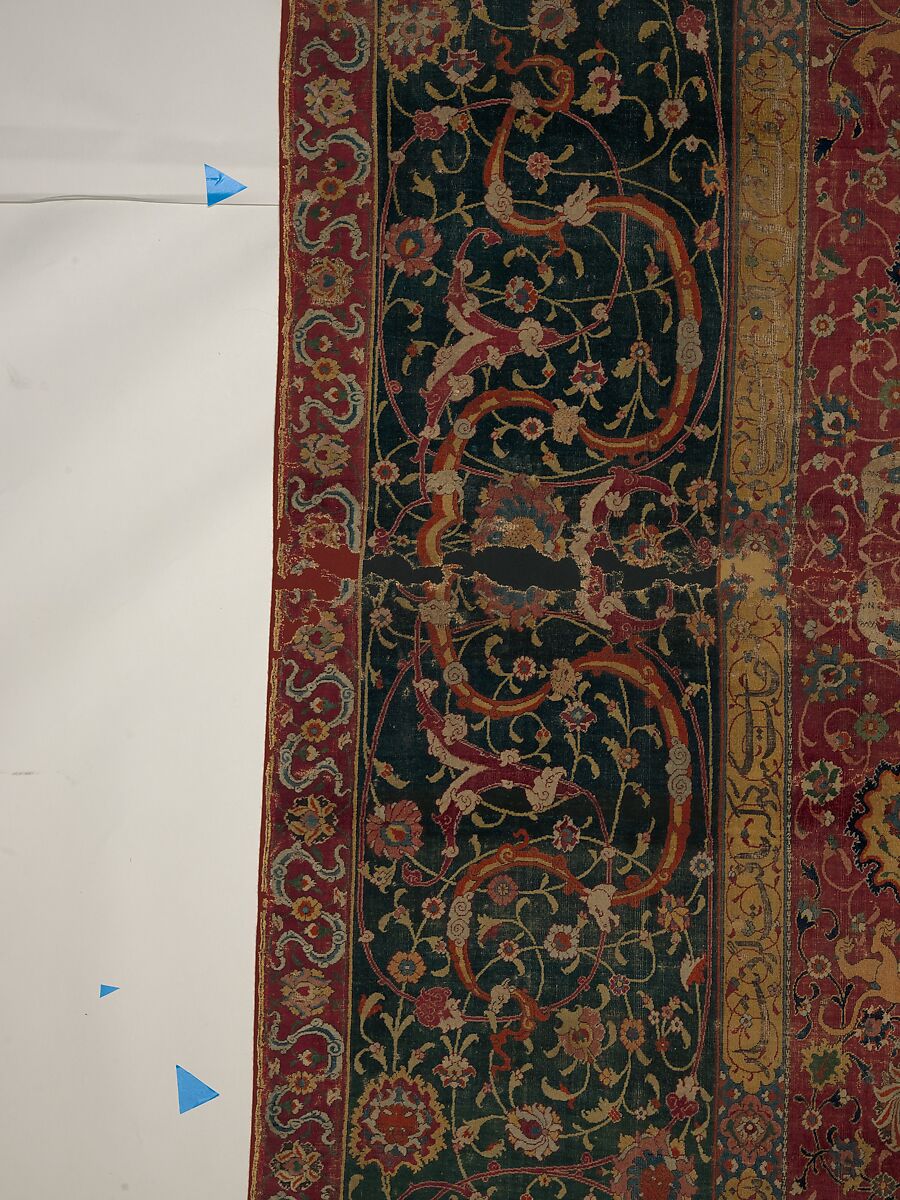 The Emperor's Carpet, Silk (warp and weft), wool (pile); asymmetrically knotted pile