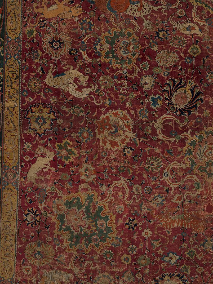 The Emperor's Carpet, Silk (warp and weft), wool (pile); asymmetrically knotted pile