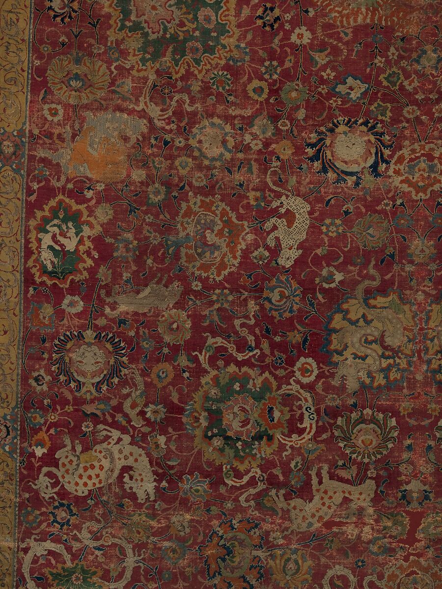 The Emperor's Carpet, Silk (warp and weft), wool (pile); asymmetrically knotted pile