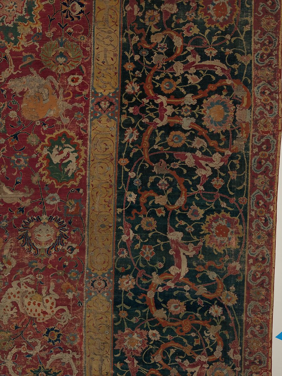 The Emperor's Carpet, Silk (warp and weft), wool (pile); asymmetrically knotted pile