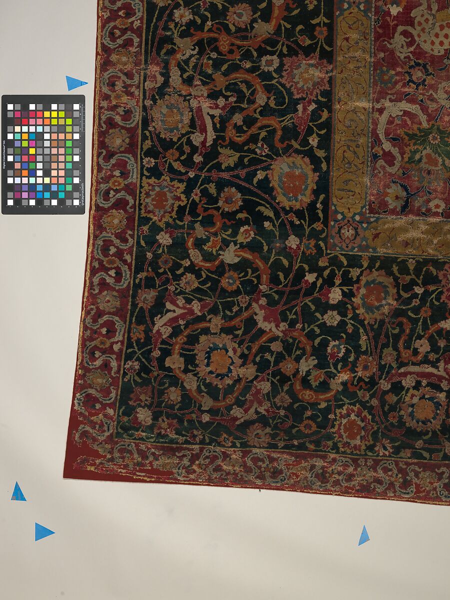 The Emperor's Carpet, Silk (warp and weft), wool (pile); asymmetrically knotted pile