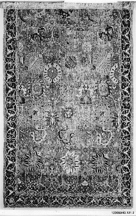 Vase Carpet, Cotton (warp and weft), silk (weft), wool (weft and pile); asymmetrically knotted pile