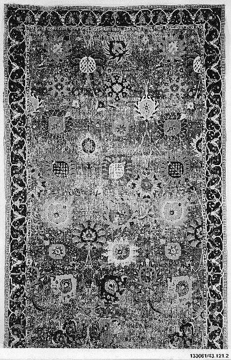 Vase Carpet, Cotton (warp and weft), silk (weft), wool (weft and pile); asymmetrically knotted pile