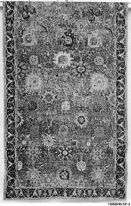 Vase Carpet, Cotton (warp and weft), silk (weft), wool (weft and pile); asymmetrically knotted pile