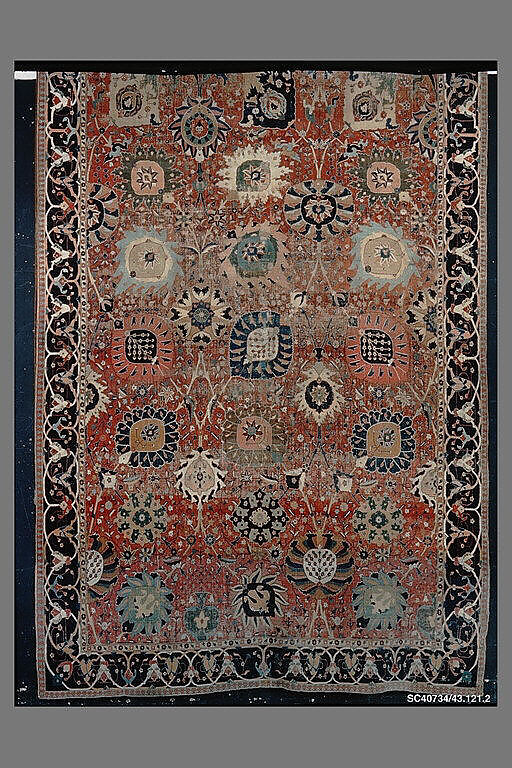 Vase Carpet, Cotton (warp and weft), silk (weft), wool (weft and pile); asymmetrically knotted pile