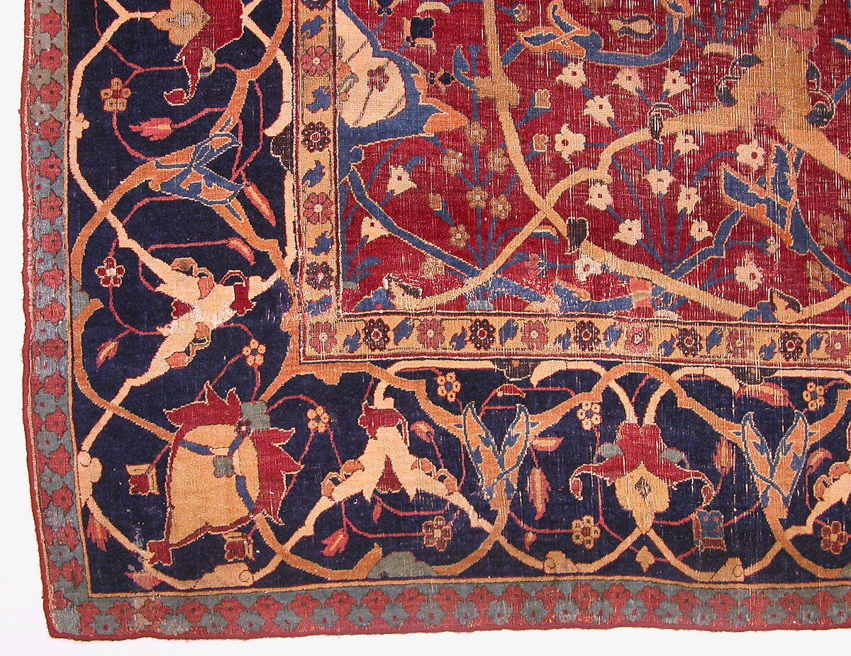 Vase Carpet, Cotton (warp and weft), silk (weft), wool (weft and pile); asymmetrically knotted pile