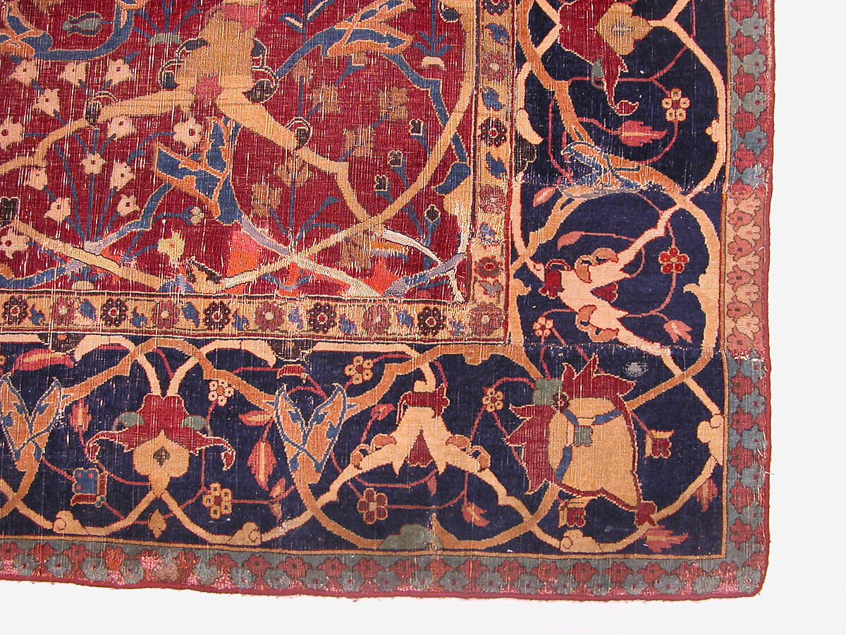 Vase Carpet, Cotton (warp and weft), silk (weft), wool (weft and pile); asymmetrically knotted pile
