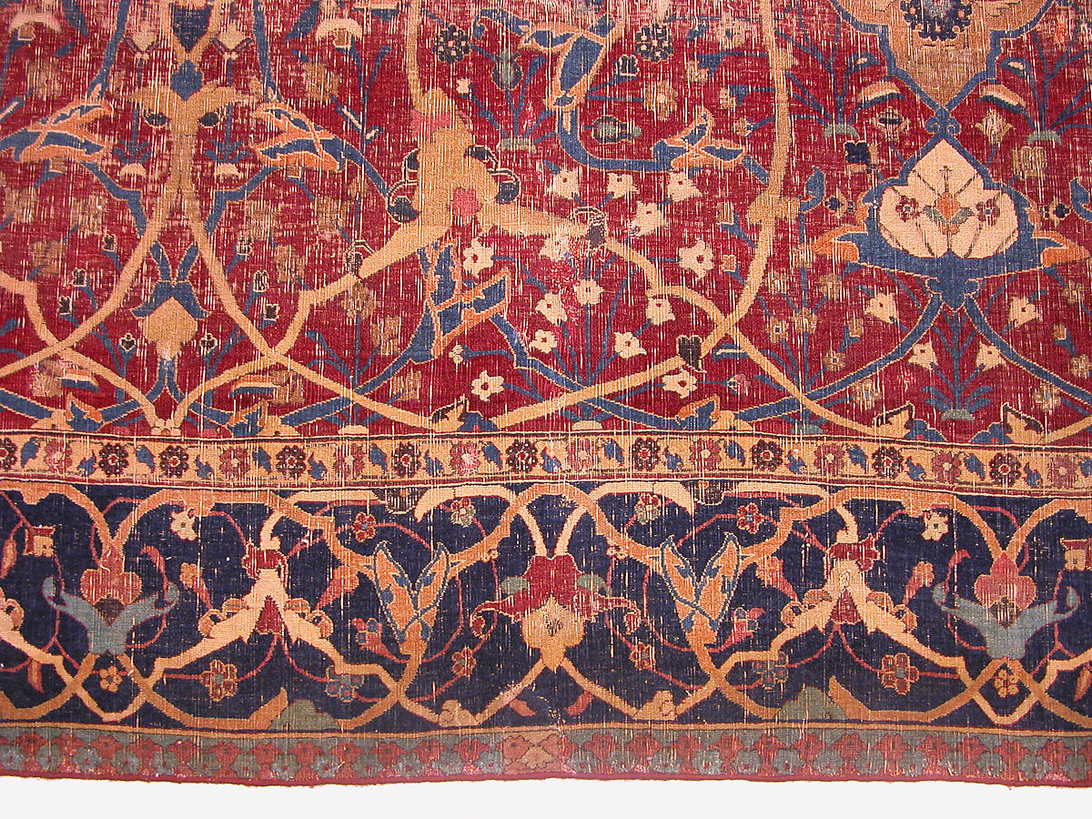 Vase Carpet, Cotton (warp and weft), silk (weft), wool (weft and pile); asymmetrically knotted pile