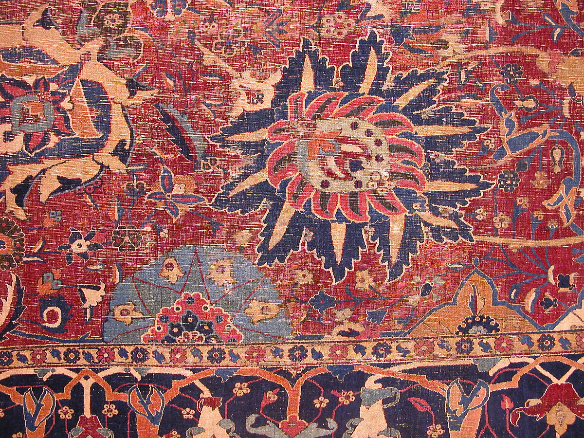 Vase Carpet, Cotton (warp and weft), silk (weft), wool (weft and pile); asymmetrically knotted pile