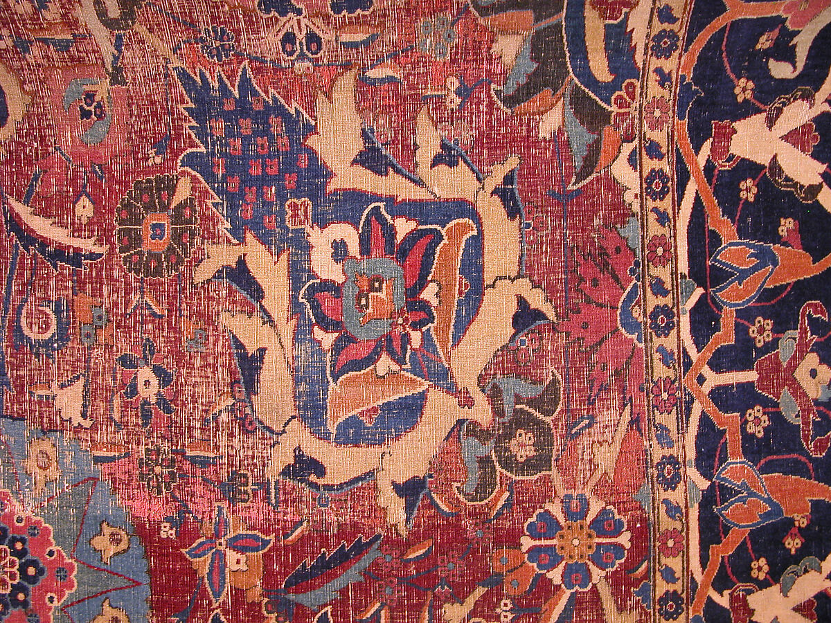 Vase Carpet, Cotton (warp and weft), silk (weft), wool (weft and pile); asymmetrically knotted pile