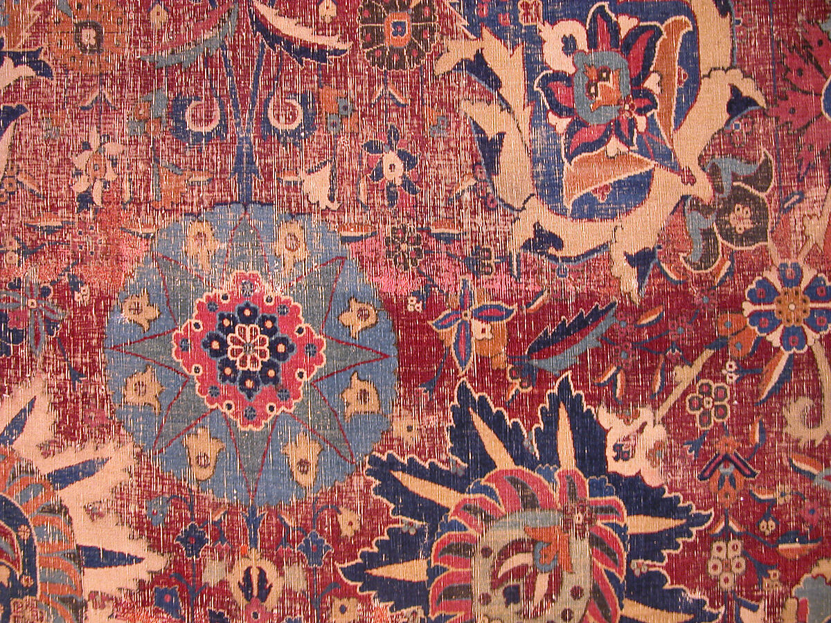 Vase Carpet, Cotton (warp and weft), silk (weft), wool (weft and pile); asymmetrically knotted pile
