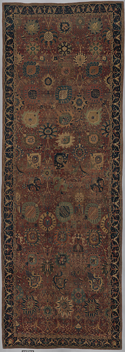 Vase Carpet, Cotton (warp and weft), silk (weft), wool (weft and pile); asymmetrically knotted pile 