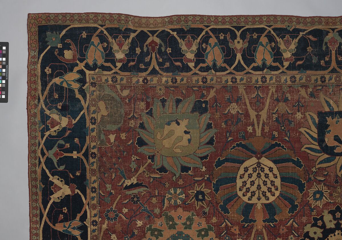 Vase Carpet, Cotton (warp and weft), silk (weft), wool (weft and pile); asymmetrically knotted pile