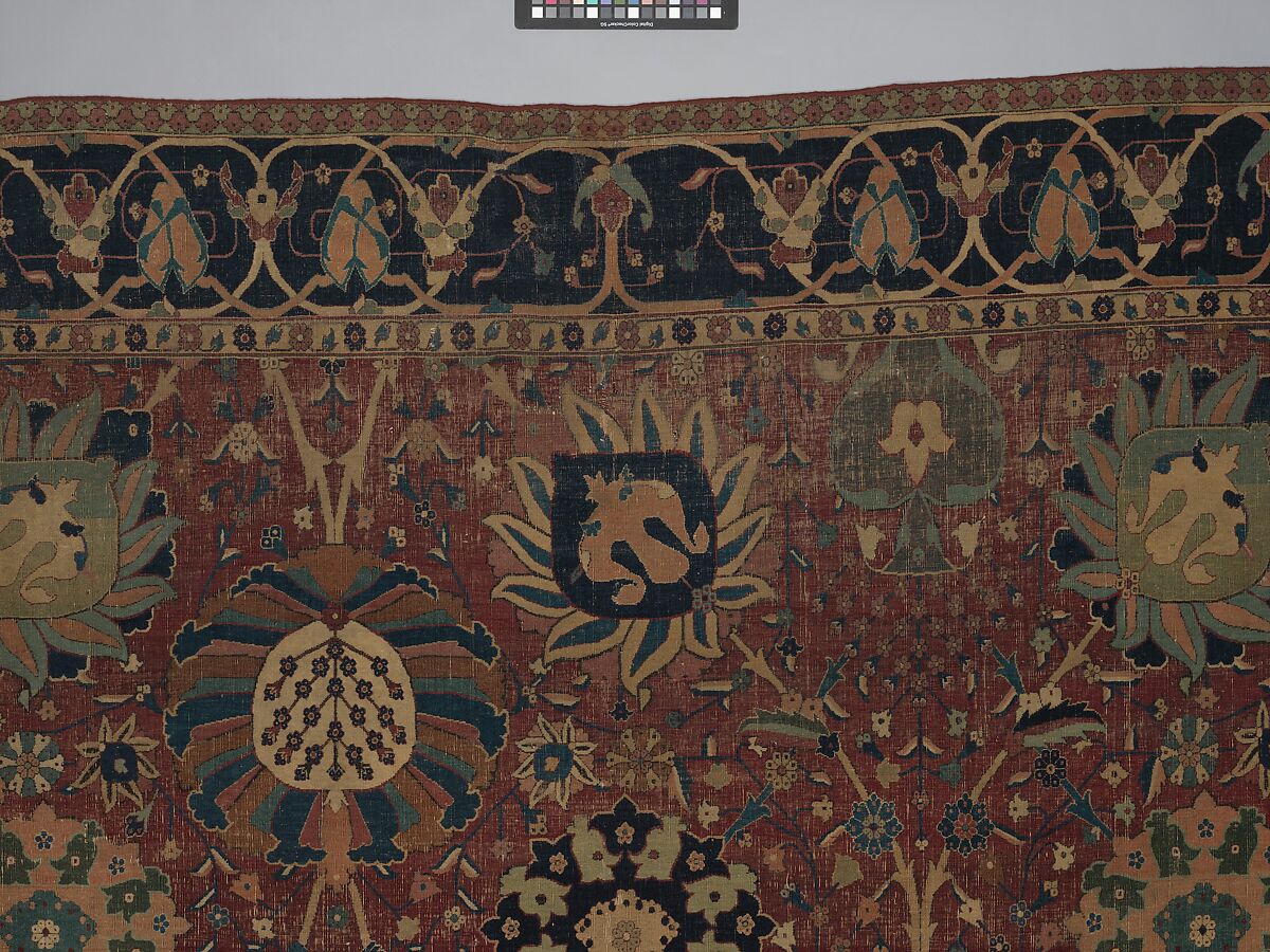 Vase Carpet, Cotton (warp and weft), silk (weft), wool (weft and pile); asymmetrically knotted pile