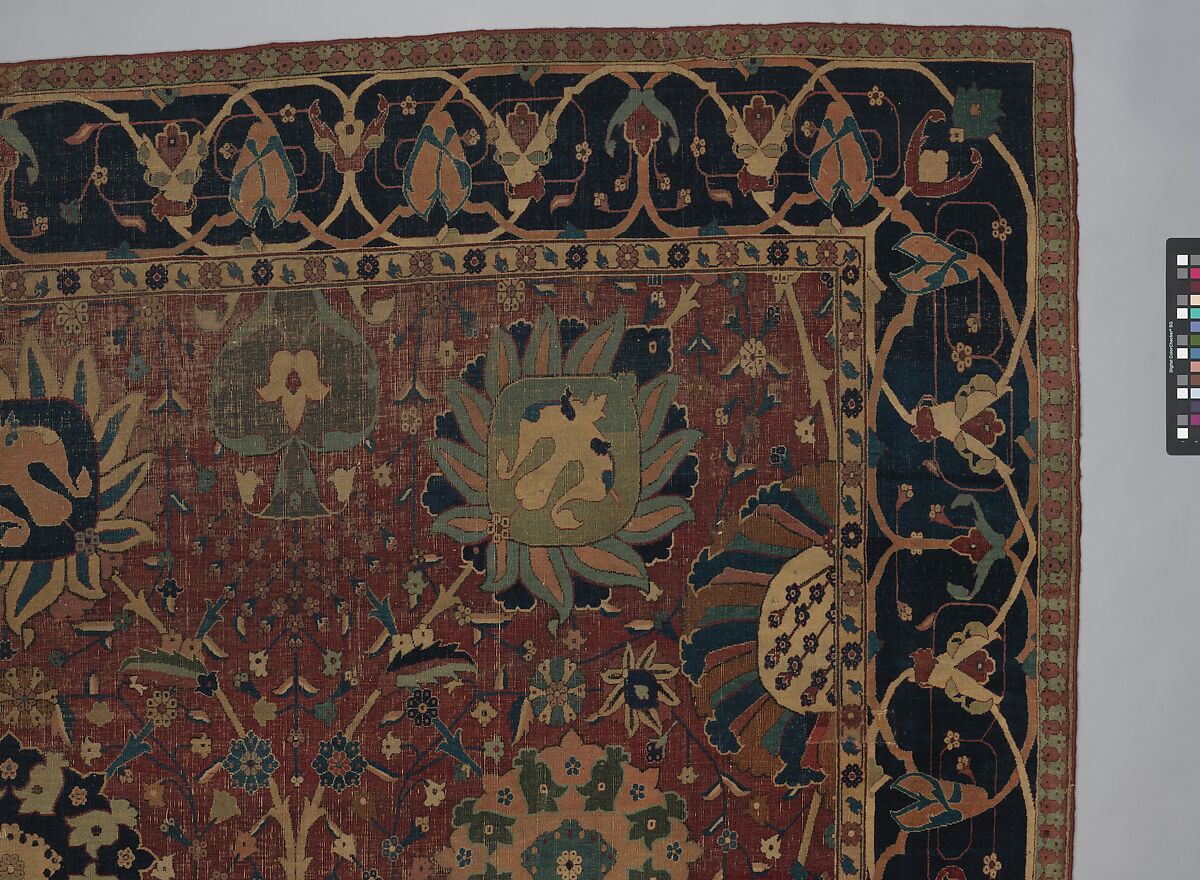 Vase Carpet, Cotton (warp and weft), silk (weft), wool (weft and pile); asymmetrically knotted pile