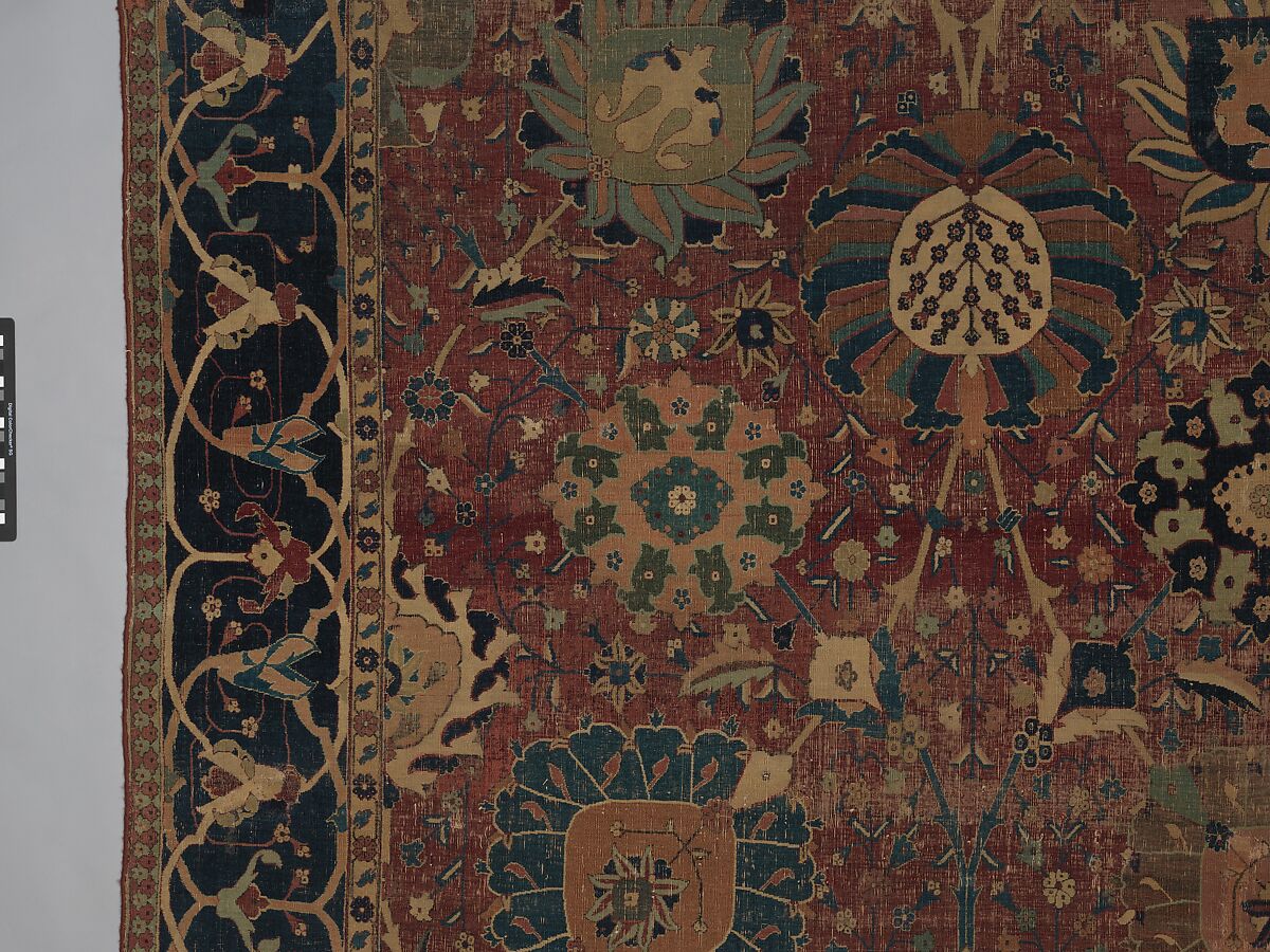 Vase Carpet, Cotton (warp and weft), silk (weft), wool (weft and pile); asymmetrically knotted pile