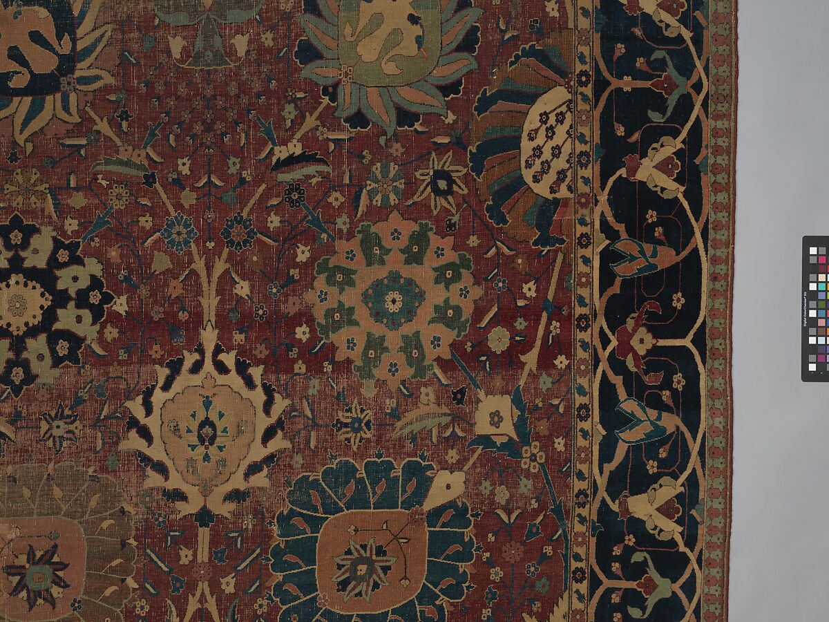 Vase Carpet, Cotton (warp and weft), silk (weft), wool (weft and pile); asymmetrically knotted pile