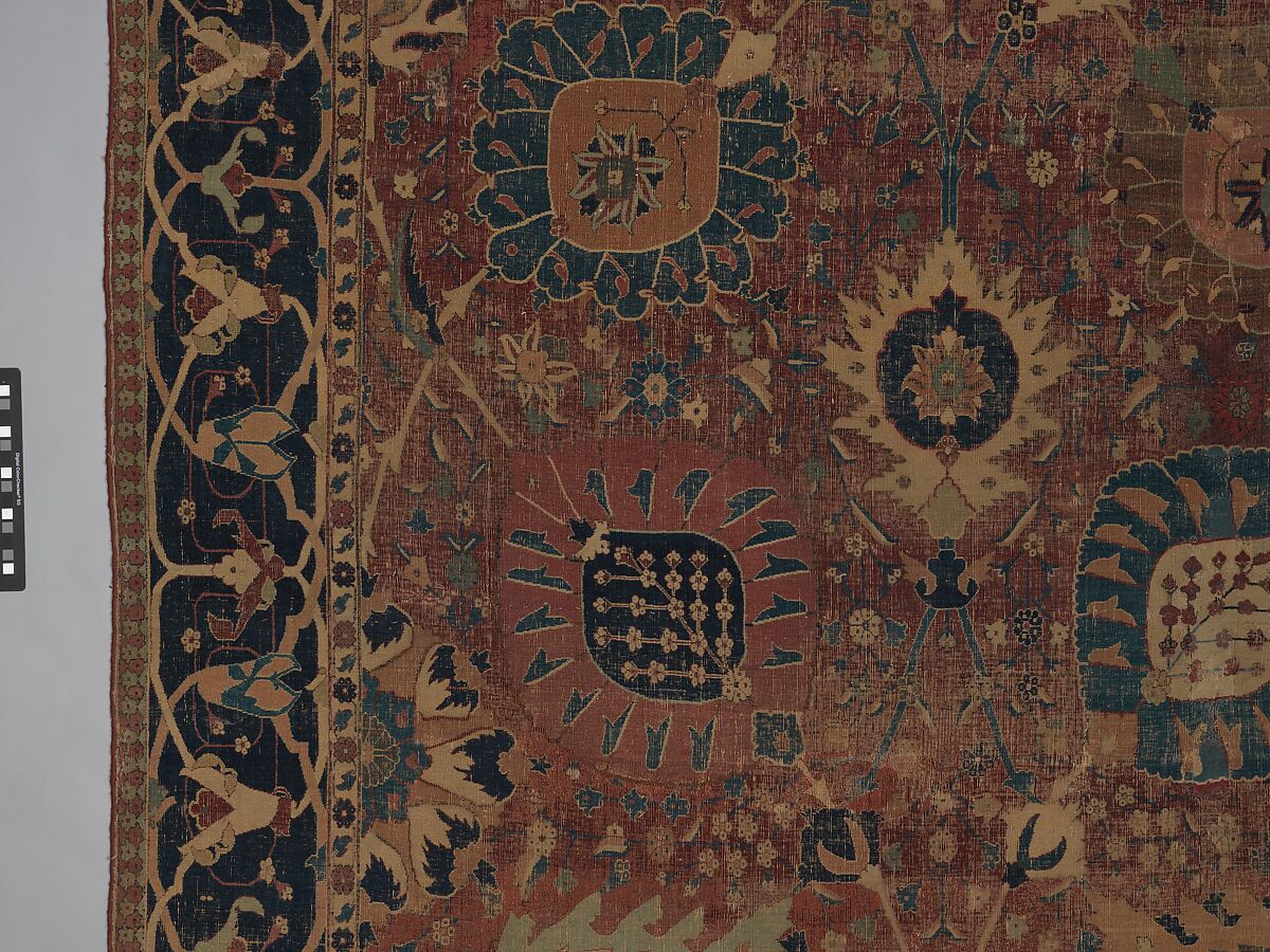 Vase Carpet, Cotton (warp and weft), silk (weft), wool (weft and pile); asymmetrically knotted pile