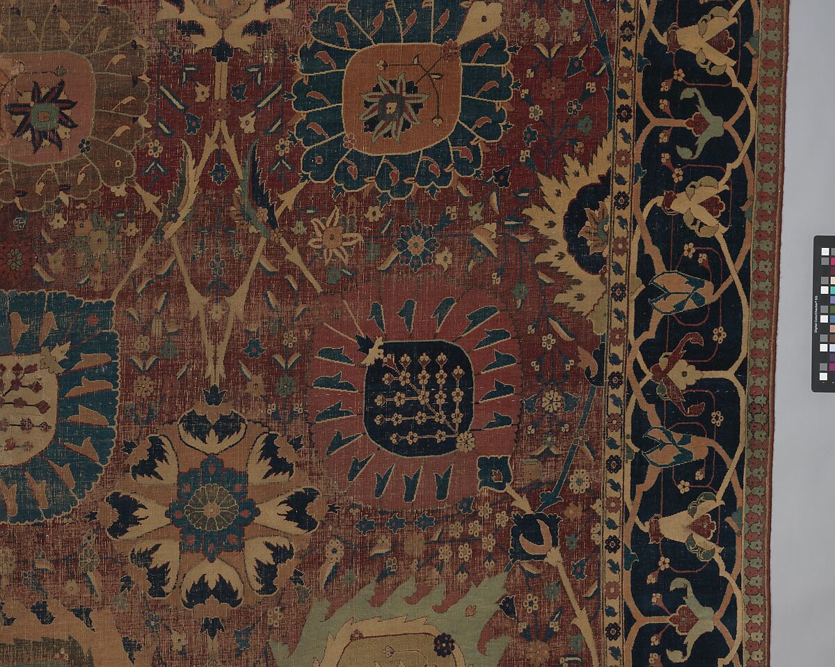 Vase Carpet, Cotton (warp and weft), silk (weft), wool (weft and pile); asymmetrically knotted pile