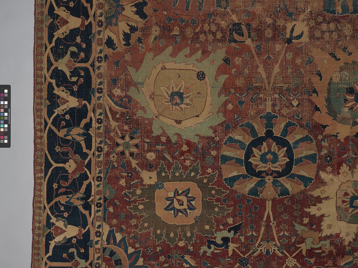 Vase Carpet, Cotton (warp and weft), silk (weft), wool (weft and pile); asymmetrically knotted pile