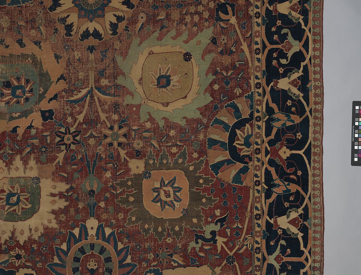 Vase Carpet, Cotton (warp and weft), silk (weft), wool (weft and pile); asymmetrically knotted pile