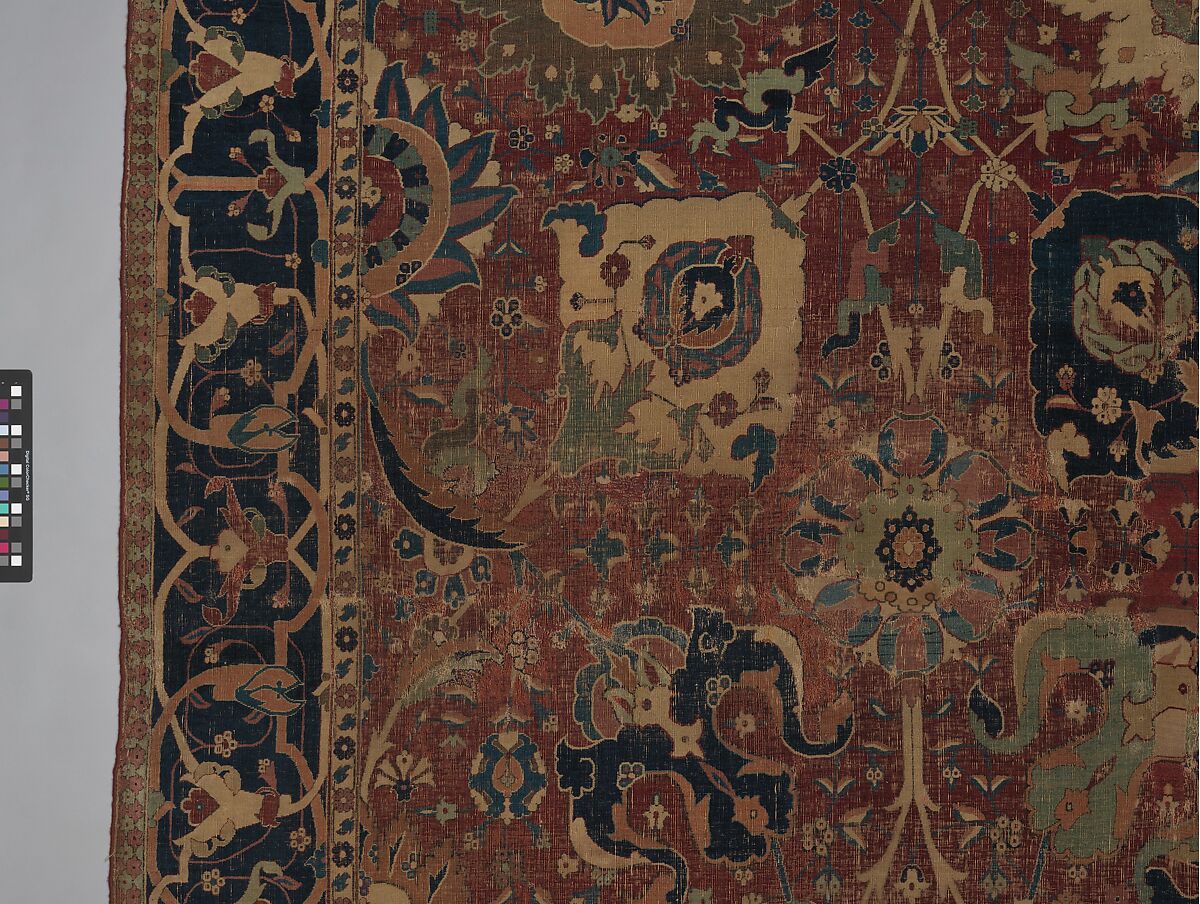 Vase Carpet, Cotton (warp and weft), silk (weft), wool (weft and pile); asymmetrically knotted pile