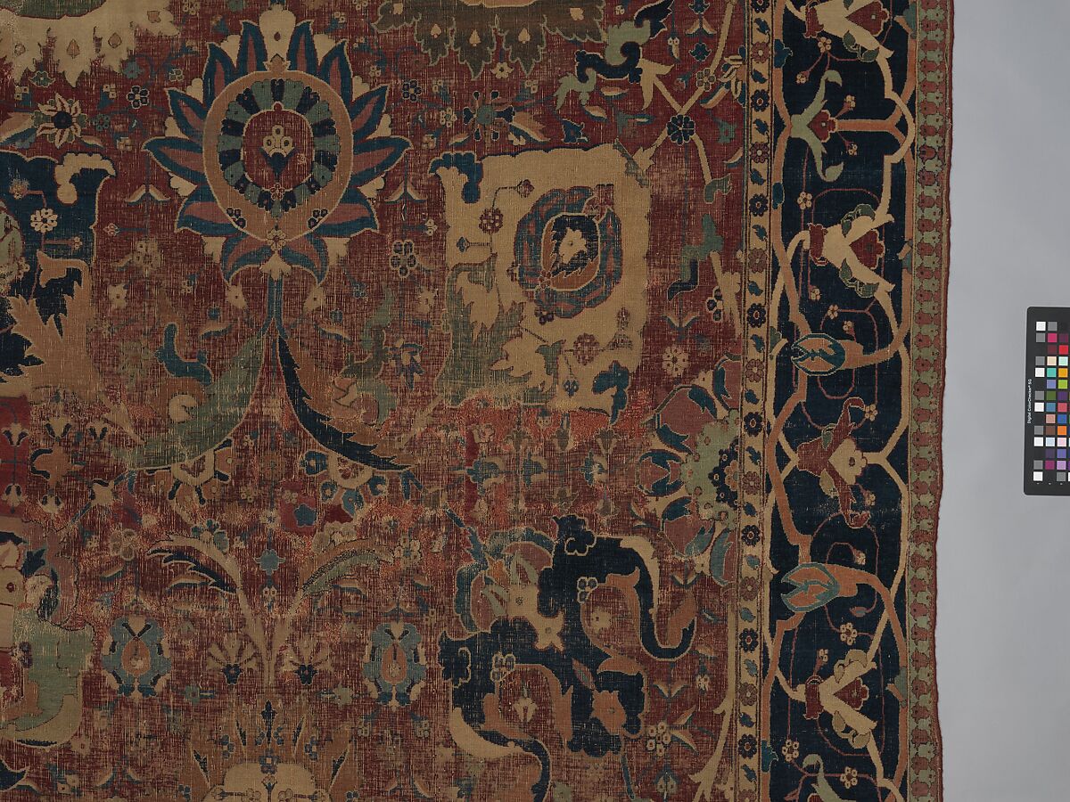 Vase Carpet, Cotton (warp and weft), silk (weft), wool (weft and pile); asymmetrically knotted pile