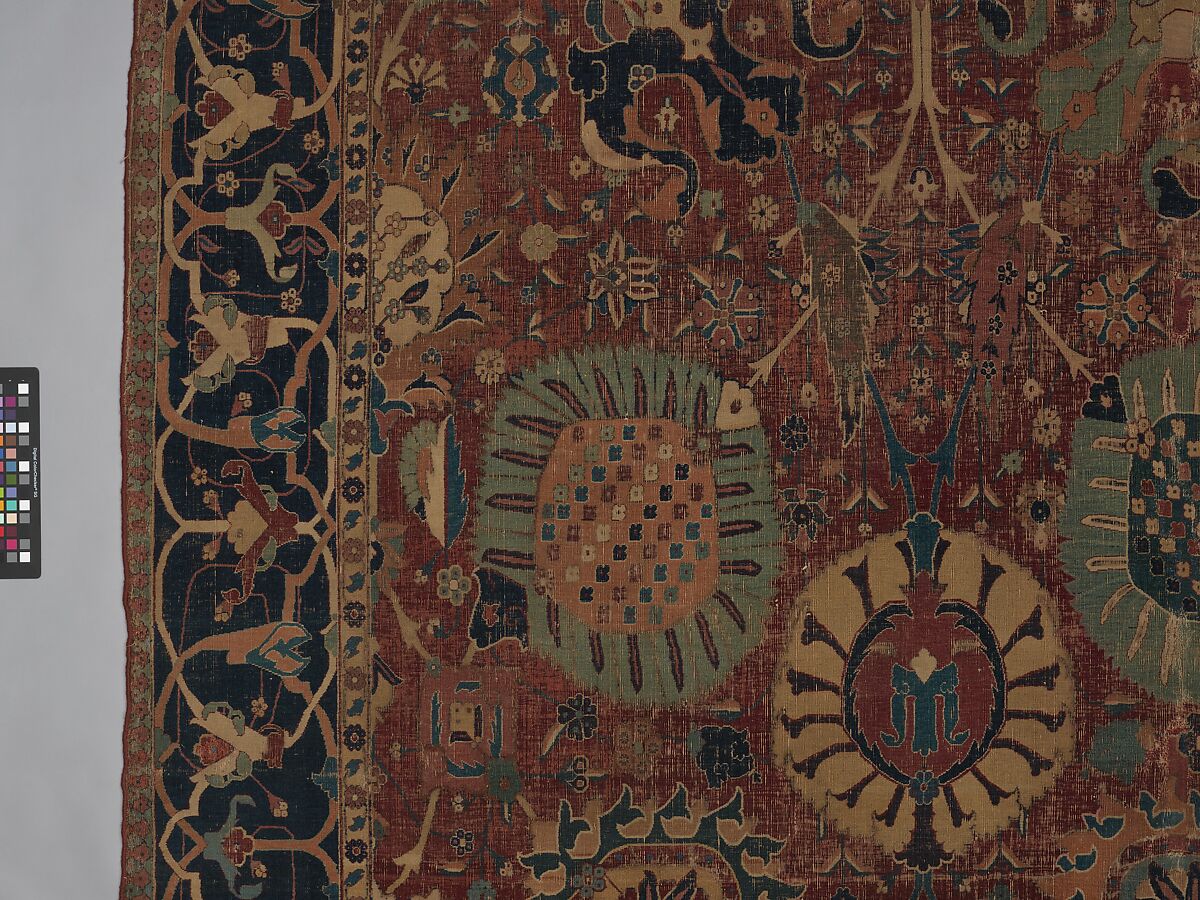 Vase Carpet, Cotton (warp and weft), silk (weft), wool (weft and pile); asymmetrically knotted pile