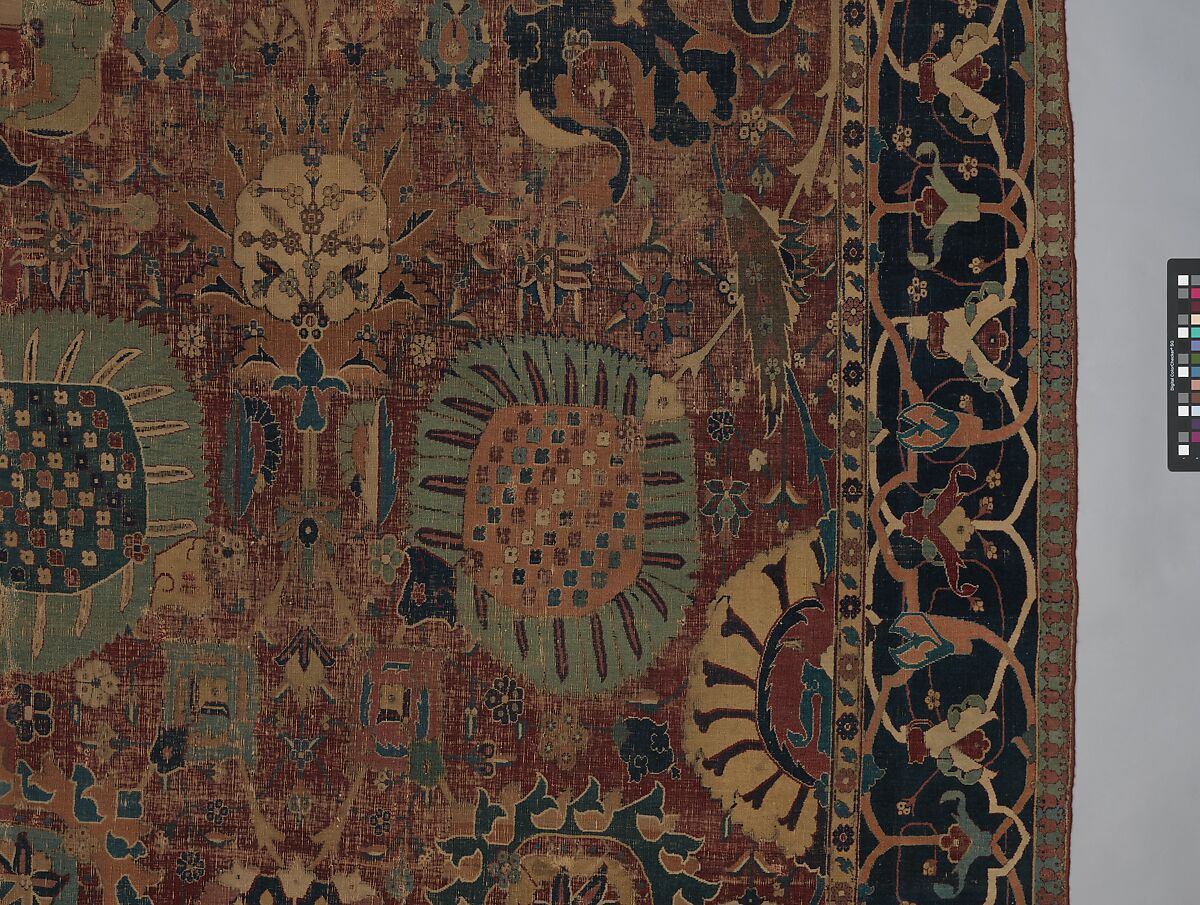 Vase Carpet, Cotton (warp and weft), silk (weft), wool (weft and pile); asymmetrically knotted pile