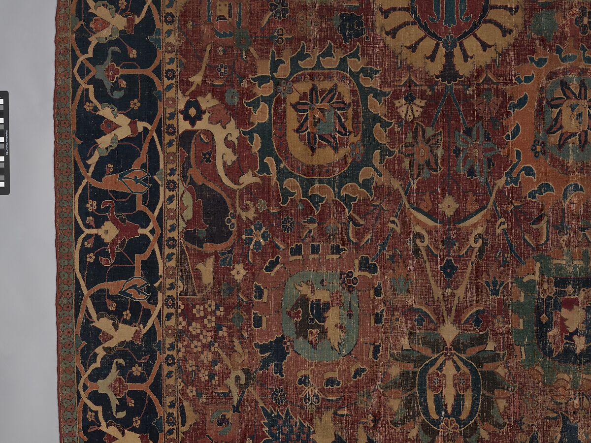 Vase Carpet, Cotton (warp and weft), silk (weft), wool (weft and pile); asymmetrically knotted pile