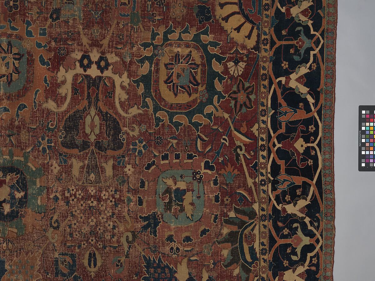Vase Carpet, Cotton (warp and weft), silk (weft), wool (weft and pile); asymmetrically knotted pile