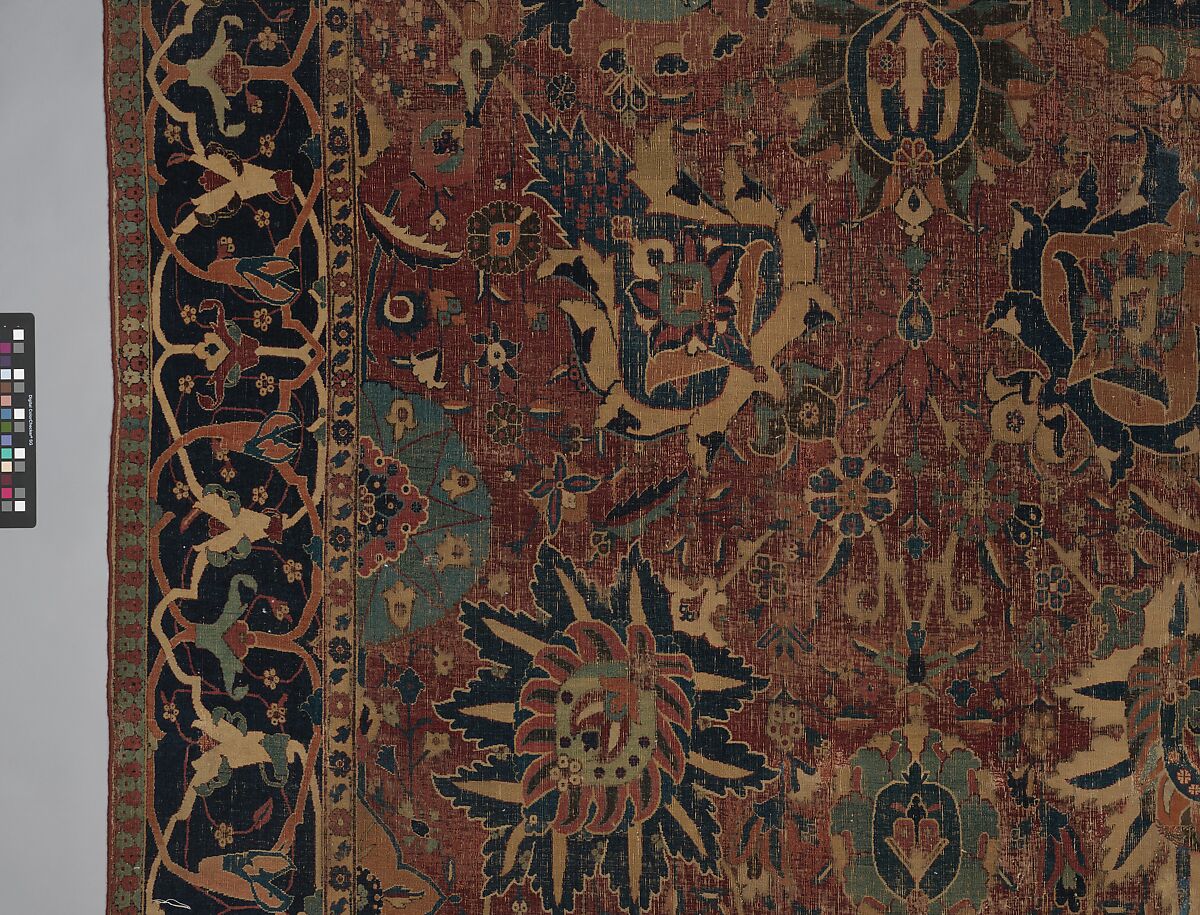 Vase Carpet, Cotton (warp and weft), silk (weft), wool (weft and pile); asymmetrically knotted pile