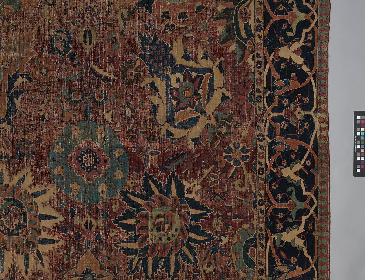 Vase Carpet, Cotton (warp and weft), silk (weft), wool (weft and pile); asymmetrically knotted pile