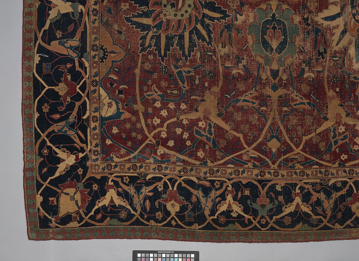 Vase Carpet, Cotton (warp and weft), silk (weft), wool (weft and pile); asymmetrically knotted pile