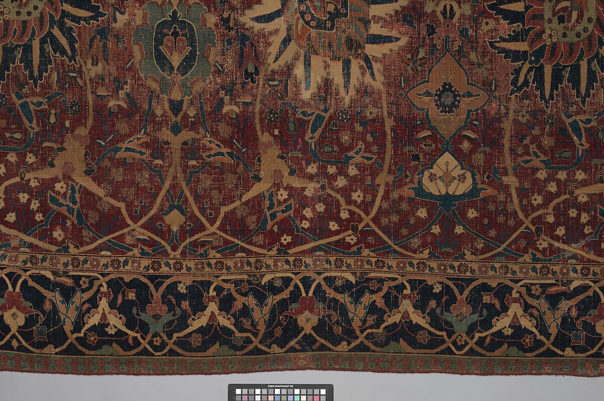 Vase Carpet, Cotton (warp and weft), silk (weft), wool (weft and pile); asymmetrically knotted pile