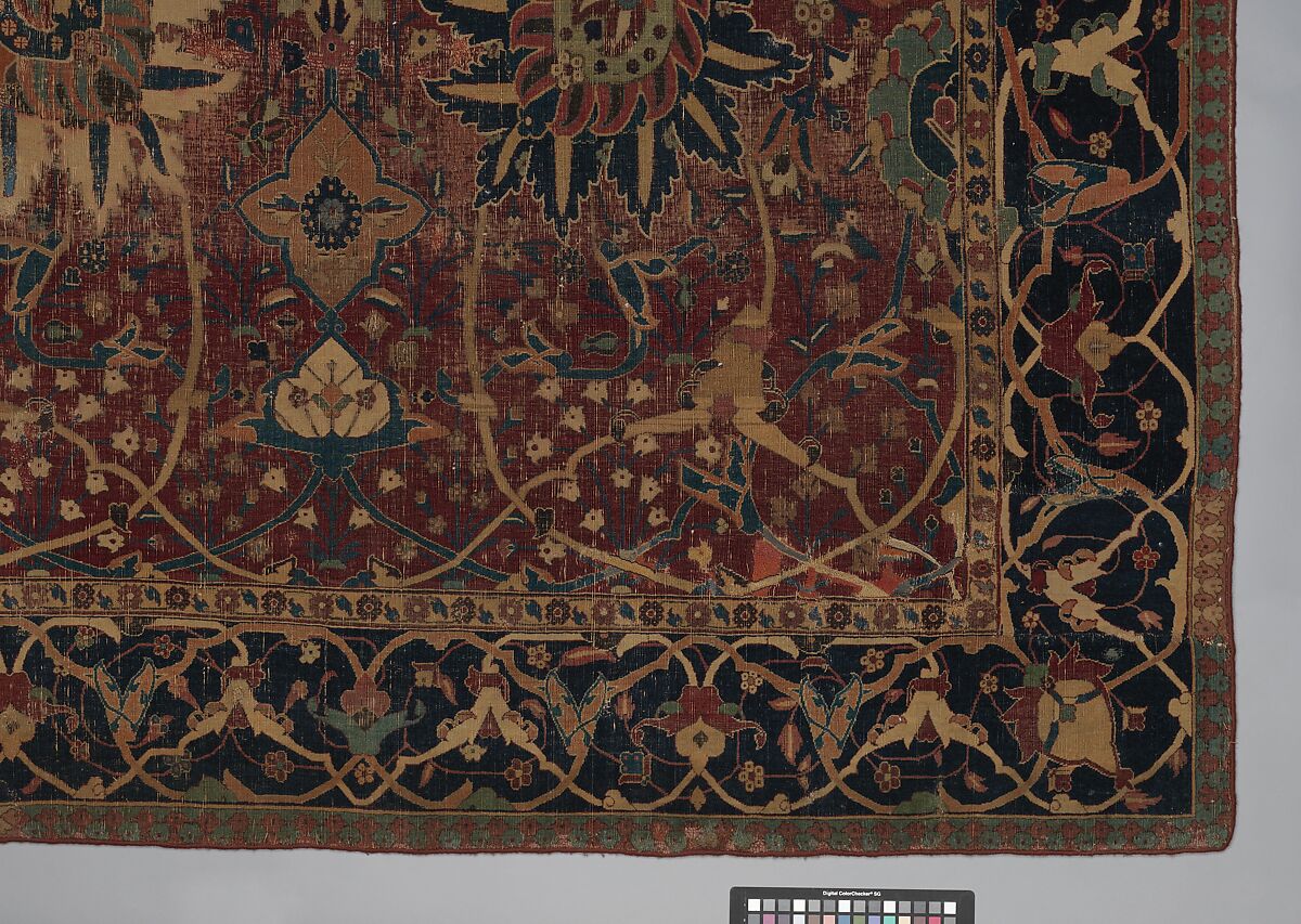 Vase Carpet, Cotton (warp and weft), silk (weft), wool (weft and pile); asymmetrically knotted pile