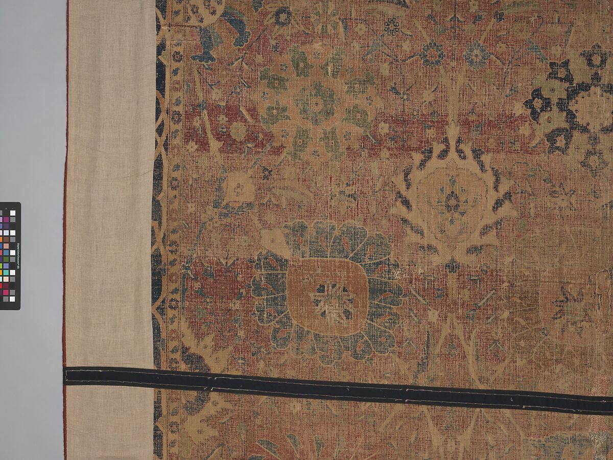 Vase Carpet, Cotton (warp and weft), silk (weft), wool (weft and pile); asymmetrically knotted pile