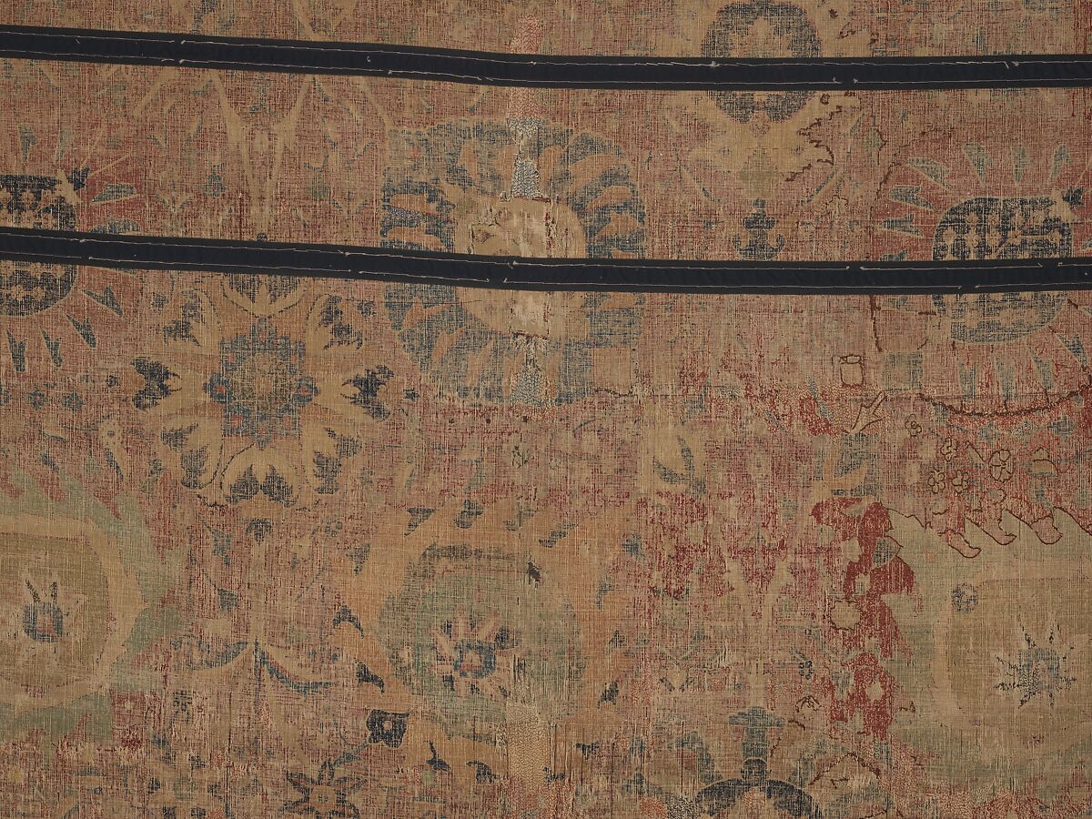 Vase Carpet, Cotton (warp and weft), silk (weft), wool (weft and pile); asymmetrically knotted pile