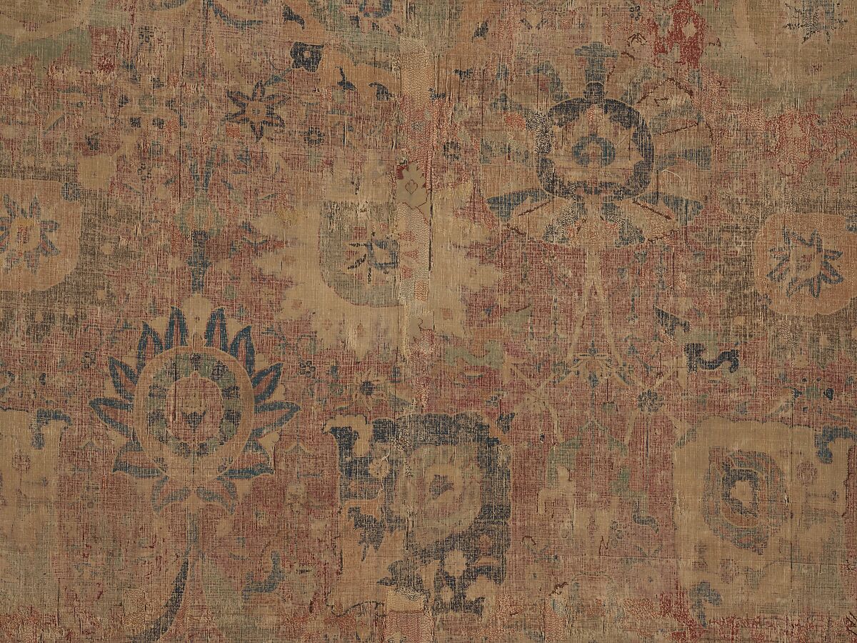 Vase Carpet, Cotton (warp and weft), silk (weft), wool (weft and pile); asymmetrically knotted pile