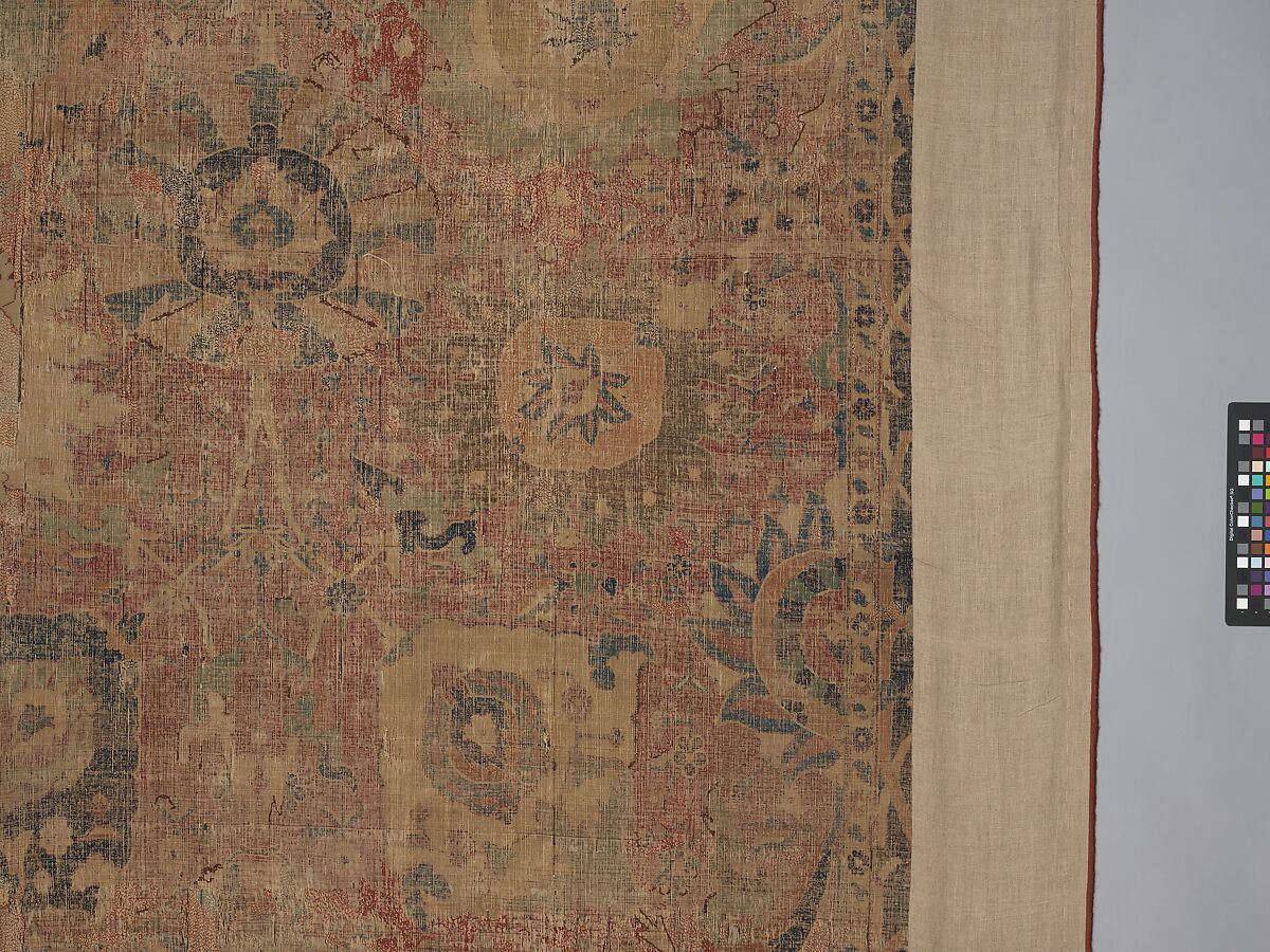 Vase Carpet, Cotton (warp and weft), silk (weft), wool (weft and pile); asymmetrically knotted pile