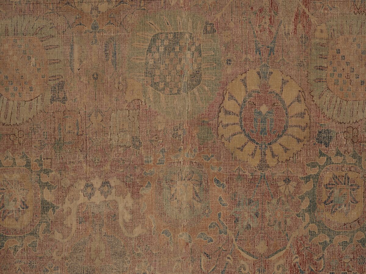 Vase Carpet, Cotton (warp and weft), silk (weft), wool (weft and pile); asymmetrically knotted pile