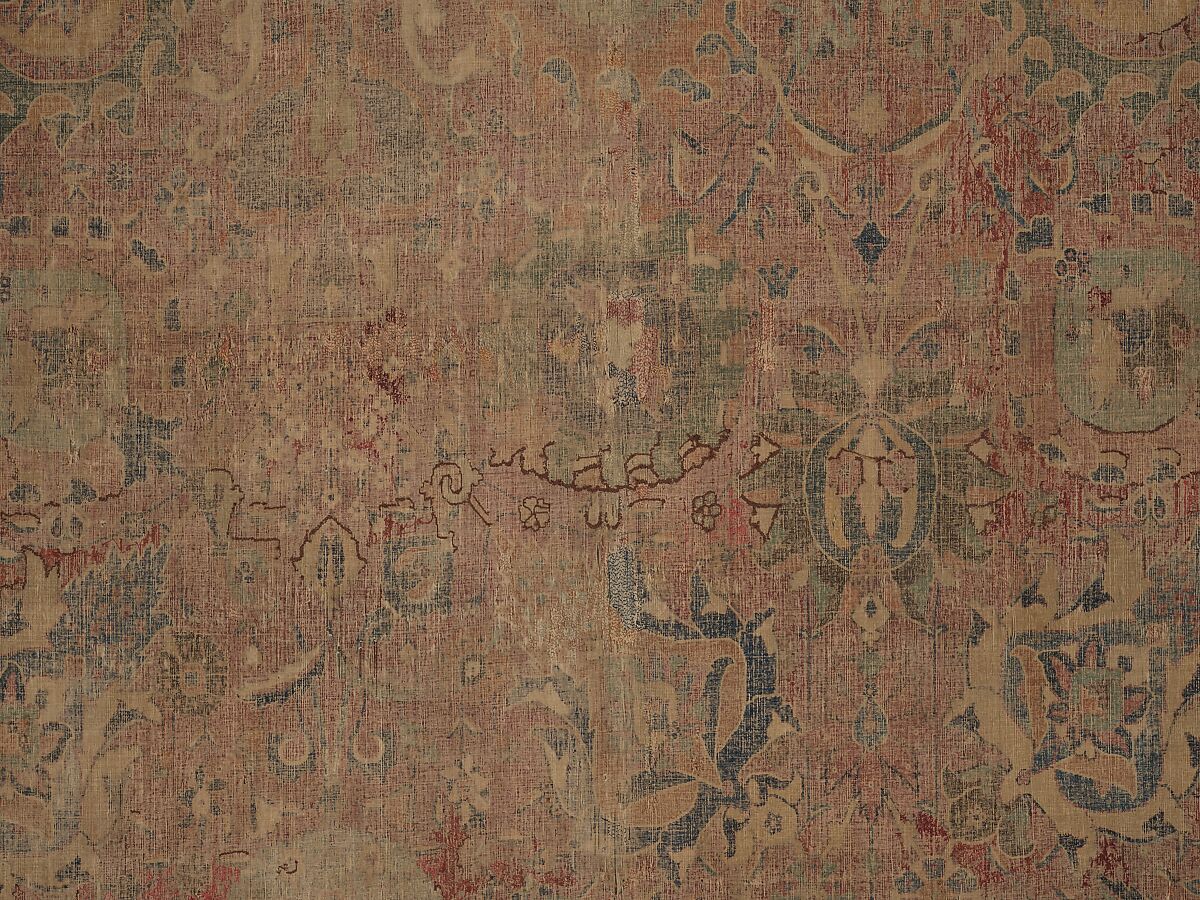 Vase Carpet, Cotton (warp and weft), silk (weft), wool (weft and pile); asymmetrically knotted pile
