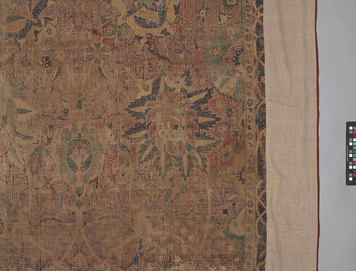 Vase Carpet, Cotton (warp and weft), silk (weft), wool (weft and pile); asymmetrically knotted pile