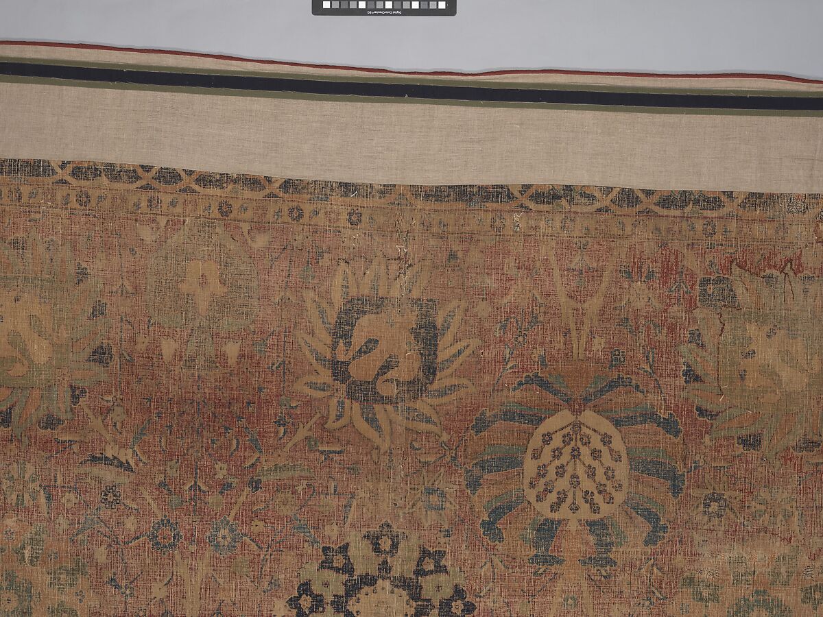 Vase Carpet, Cotton (warp and weft), silk (weft), wool (weft and pile); asymmetrically knotted pile