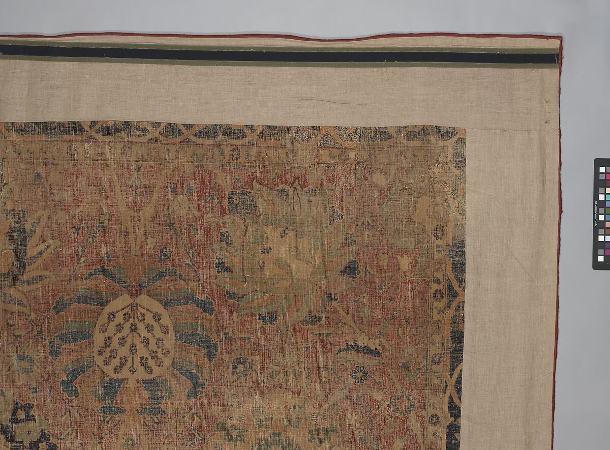 Vase Carpet, Cotton (warp and weft), silk (weft), wool (weft and pile); asymmetrically knotted pile