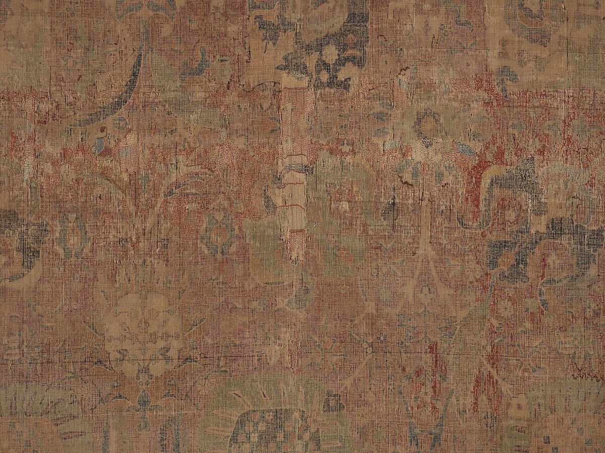 Vase Carpet, Cotton (warp and weft), silk (weft), wool (weft and pile); asymmetrically knotted pile