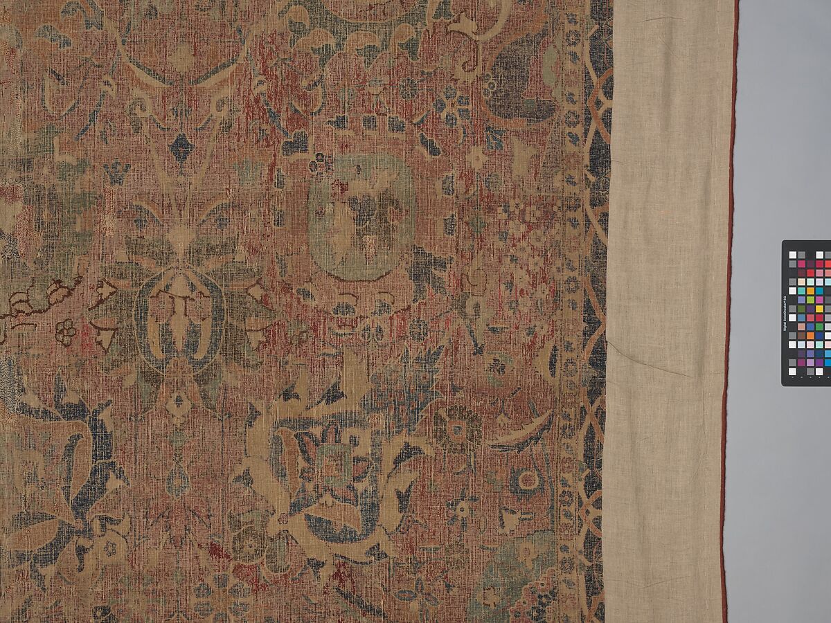 Vase Carpet, Cotton (warp and weft), silk (weft), wool (weft and pile); asymmetrically knotted pile