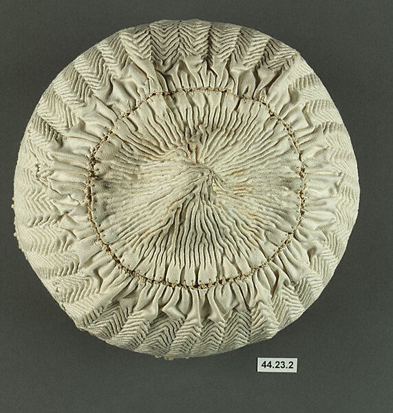 Cap, Cotton; quilted, crocheted  cotton lace border